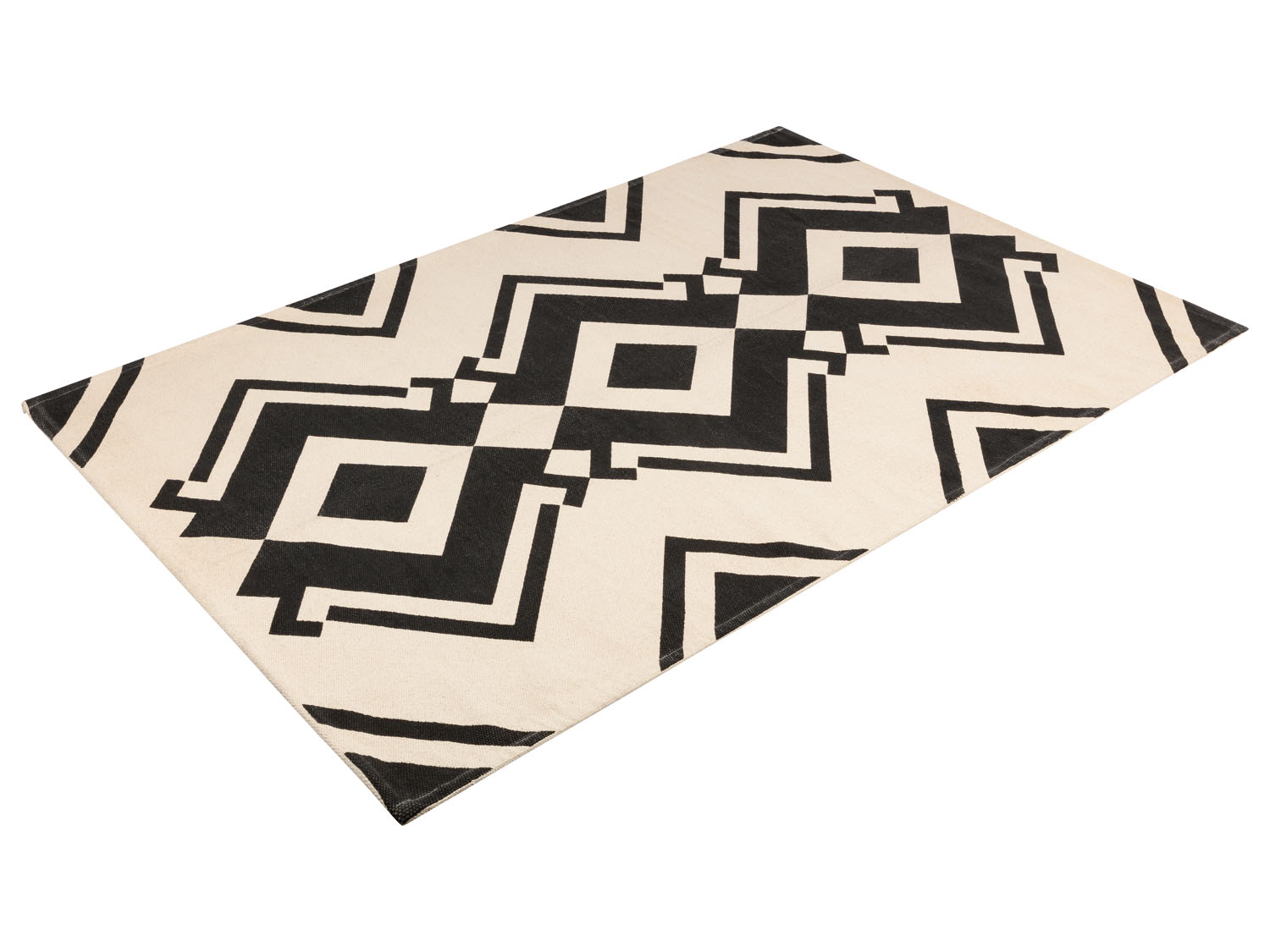 LIVARNO home Katoenen vloerkleed 140 x 200 cm (Zwart/wit)